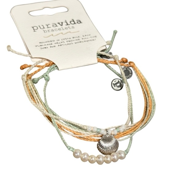 Pura Vida Bracelet Bundle Combo Set of 3. Clam Shell. Beaded Pearls. Catalina - Picture 3 of 16